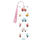Segnalibro a forma di auto in stile cartone animato carino segnalibro in legno con nappa, segnalibro per donne e uomini che leggono i marcatori di pagina regali per gli
