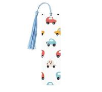 Segnalibro a forma di auto in stile cartone animato carino segnalibro in legno con nappa, segnalibro per donne e uomini che leggono i marcatori di pagina regali per gli