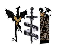 Segnalibro a forma di drago, colore nero, design con di sole, accessorio per segnalibro artistico, clip per letteratura decorativa per amanti dei libri, amici, famiglie, amanti della lettura