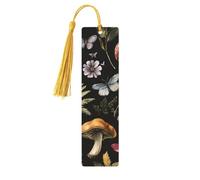Segnalibro a forma di farfalla fungo, fiore della foresta, foglie, segnalibro in legno con nappe, per donne e uomini, segnalibri per la lettura, regali per gli amanti dei libri