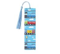 Segnalibro a forma di treno con camion carino segnalibro in legno con nappa, segnalibro per donne e uomini che leggono i marcatori di pagina regali per gli amanti dei libri