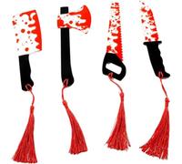 Segnalibro Acrilico in Acrilico con Coltello Horror 4 Pezzi con, Sega Tritatutto a Tema Halloween con Segnalibro in Sangue per Topi di Biblioteca
