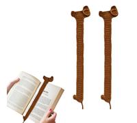 Segnalibro bassotto 2 pezzi, segnalibro bassotto fatto a mano all'uncinetto per la lettura, simpatico segnalibros animale cane lavorato a maglia marrone per gli amanti dei libri