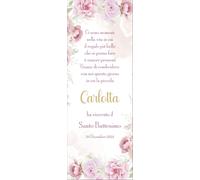 Segnalibro Battesimo Personalizzato, 30 pezzi o più, Design Floreale Rosa
