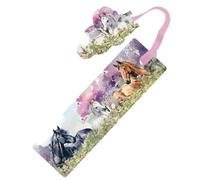 Segnalibro * Cavalli * con cordoncino e ciondolo | 16068 | Ponys Horse Equitazione Regalo Libri Libro Bambini Lettura Regalino