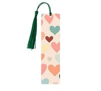 Segnalibro colorato a forma di cuore di San Valentino in legno con nappa, segnalibro per donne e uomini, per leggere le pagine, regali per gli amanti dei libri
