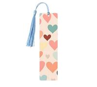 Segnalibro colorato a forma di cuore di San Valentino in legno con nappa, segnalibro per donne e uomini, per leggere le pagine, regali per gli amanti dei libri