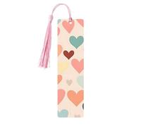 Segnalibro colorato a forma di cuore di San Valentino in legno con nappa, segnalibro per donne e uomini, per leggere le pagine, regali per gli amanti dei libri