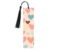 Segnalibro colorato a forma di cuore di San Valentino in legno con nappa, segnalibro per donne e uomini, per leggere le pagine, regali per gli amanti dei libri