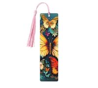 Segnalibro colorato con ricamo a farfalla in legno per uomini donne insegnanti regalo vintage artigianale artigianale segni di libri per leggere segnalibri da appendere etichette regalo ornamenti