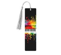 Segnalibro colorato con tastiera di pianoforte e nota musicale, in legno, per uomini e donne, personalizzato con intaglio in legno, segnalibro con nappa, per amanti dei libri, regalo di compleanno