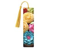 Segnalibro colorato in legno con cupcake arcobaleno e fiori per uomini, donne, insegnanti, regalo vintage fatto a mano, segna libri per leggere pagine marcatori da appendere etichette regalo ornamenti