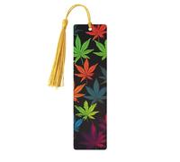 Segnalibro colorato in legno con foglie di cannabis per uomini, donne, insegnanti, regalo vintage fatto a mano, segna libri per leggere pagine marcatori da appendere etichette regalo ornamenti