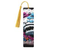 Segnalibro colorato in legno graffiti per uomini donne insegnanti regalo vintage fatto a mano segni di libri per leggere segnapagine etichette regalo ornamenti segnalibri in legno con nappa