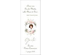 Segnalibro Comunione Personalizzato, 30 pezzi o più, Floreale con Rose Rosa