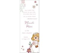 Segnalibro Comunione Personalizzato, 30 pezzi o più, Tema Floreale con Illustrazione di bambina