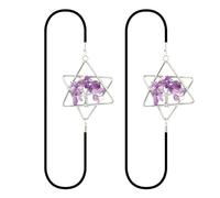 Segnalibro con 7 chakra e stella di David, con albero della vita, pietra portafortuna, ametista, confezione da 2