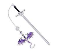 Segnalibro con drago, segnalibro mistico della quarta ala, in lega viola, segnalibri unici e stravaganti per lettori, accessorio per libri a tema dinosauro per topi di biblioteca