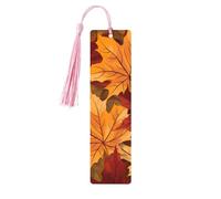 Segnalibro con foglie d'acero colorato autunnale segnalibro in legno con nappa, per donne e uomini, per leggere i marcatori di pagine, regali per gli amanti dei libri