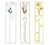 Segnalibro con nome di fiore di nascita personalizzato, Segnalibri in acciaio inossidabile con fiore di compleanno colorato, Taglio di nomi 3D, Regali commemorativi di compleanno per donne