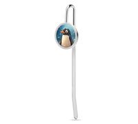 Segnalibro con pinguino nella neve con ciondolo in metallo da appendere, per gli amanti della lettura, regalo di apprezzamento degli insegnanti, San Valentino, festa della mamma, Natale, compleanno