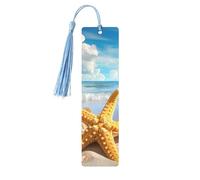 Segnalibro con stella marina oceanica mare spiaggia segnalibro in legno con nappa segnalibro per donne uomini lettura segnapagina regali per gli amanti dei libri