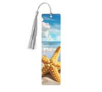 Segnalibro con stella marina oceanica mare spiaggia segnalibro in legno con nappa segnalibro per donne uomini lettura segnapagina regali per gli amanti dei libri
