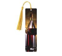 Segnalibro con tre bottiglie di vino e vetro su legno, per uomini e donne, segnalibro in legno unico fatto a mano, con nappa, per amanti dei libri, regalo per insegnanti di compleanno