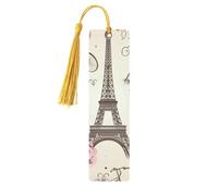 Segnalibro decorativo con la Torre Eiffel e una bicicletta, segnalibri in legno con nappa, segnalibro per gli amanti dei libri, segnalibri di pagina, regali di lettura per donne e uomini, etichetta