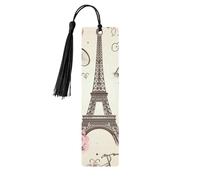 Segnalibro decorativo con la Torre Eiffel e una bicicletta, segnalibri in legno con nappa, segnalibro per gli amanti dei libri, segnalibri di pagina, regali di lettura per donne e uomini, etichetta