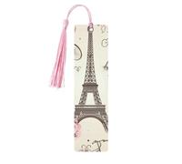 Segnalibro decorativo con la Torre Eiffel e una bicicletta, segnalibri in legno con nappa, segnalibro per gli amanti dei libri, segnalibri di pagina, regali di lettura per donne e uomini, etichetta