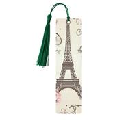 Segnalibro decorativo con la Torre Eiffel e una bicicletta, segnalibri in legno con nappa, segnalibro per gli amanti dei libri, segnalibri di pagina, regali di lettura per donne e uomini, etichetta