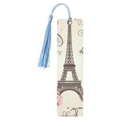 Segnalibro decorativo con la Torre Eiffel e una bicicletta, segnalibri in legno con nappa, segnalibro per gli amanti dei libri, segnalibri di pagina, regali di lettura per donne e uomini, etichetta