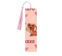 Segnalibro di San Valentino con cane carino in legno con nappa, segnalibro per donne e uomini, per leggere pagine e regali per gli amanti dei libri