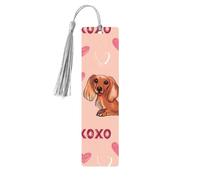 Segnalibro di San Valentino con cane carino in legno con nappa, segnalibro per donne e uomini, per leggere pagine e regali per gli amanti dei libri