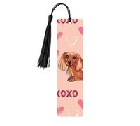 Segnalibro di San Valentino con cane carino in legno con nappa, segnalibro per donne e uomini, per leggere pagine e regali per gli amanti dei libri