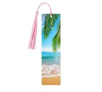 Segnalibro estivo spiaggia mare oceano segnalibro in legno con nappa segnalibro per donne uomini lettura segnapagina regali per gli amanti dei libri
