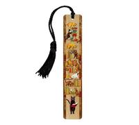 Segnalibro gatto - Simpatico supporto per pagine di libri con animali, divisore di pagine in legno | Con cordino per donne, uomini, insegnanti, amanti, bambini, agenda per la lettura, sul posto di lav