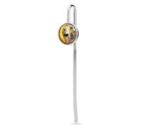 Segnalibro in acciaio inox con scritta "White Ghost Reading on Yellow Moon", segnalibro con vetro di cristallo, per lettori scolastici, forniture per ufficio