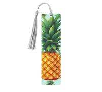 Segnalibro in legno a forma di ananas con frutto tropicale e ciondolo a nappa, unico segnalibro fatto a mano, ideale come regalo di compleanno