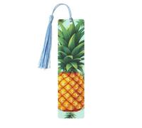 Segnalibro in legno a forma di ananas con frutto tropicale e ciondolo a nappa, unico segnalibro fatto a mano, ideale come regalo di compleanno
