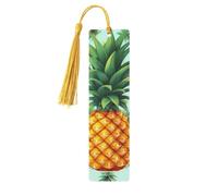 Segnalibro in legno a forma di ananas con frutto tropicale e ciondolo a nappa, unico segnalibro fatto a mano, ideale come regalo di compleanno
