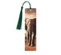 Segnalibro in legno a forma di elefante che cammina, fai da te, in legno, con nappe colorate, etichette regalo in legno, regalo insolito per gli amanti dei libri, uomini e donne