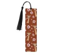 Segnalibro in legno a forma di giraffa e fiore con nappe, 4,6 x 1,2 pollici, accessorio da lettura.