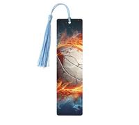 Segnalibro in legno a forma di pallavolo ghiaccio e fuoco, per uomini, donne, insegnanti, regalo vintage, fatto a mano, segna libri per leggere le pagine, etichette regalo da appendere, ornamenti