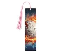 Segnalibro in legno a forma di pallavolo ghiaccio e fuoco, per uomini, donne, insegnanti, regalo vintage, fatto a mano, segna libri per leggere le pagine, etichette regalo da appendere, ornamenti