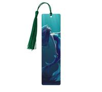 Segnalibro in legno a forma di sirena blu con ciondolo a nappa, unico segnalibro in legno fatto a mano, ideale come regalo di compleanno