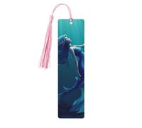 Segnalibro in legno a forma di sirena blu con ciondolo a nappa, unico segnalibro in legno fatto a mano, ideale come regalo di compleanno