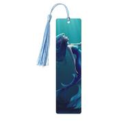 Segnalibro in legno a forma di sirena blu con ciondolo a nappa, unico segnalibro in legno fatto a mano, ideale come regalo di compleanno