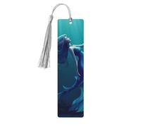 Segnalibro in legno a forma di sirena blu con ciondolo a nappa, unico segnalibro in legno fatto a mano, ideale come regalo di compleanno